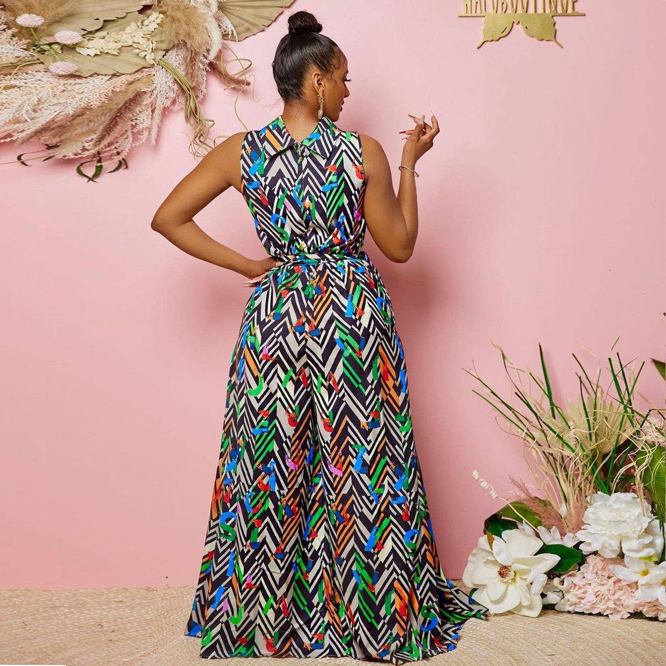 Women Printed Wide Leg Jumpsuit 3