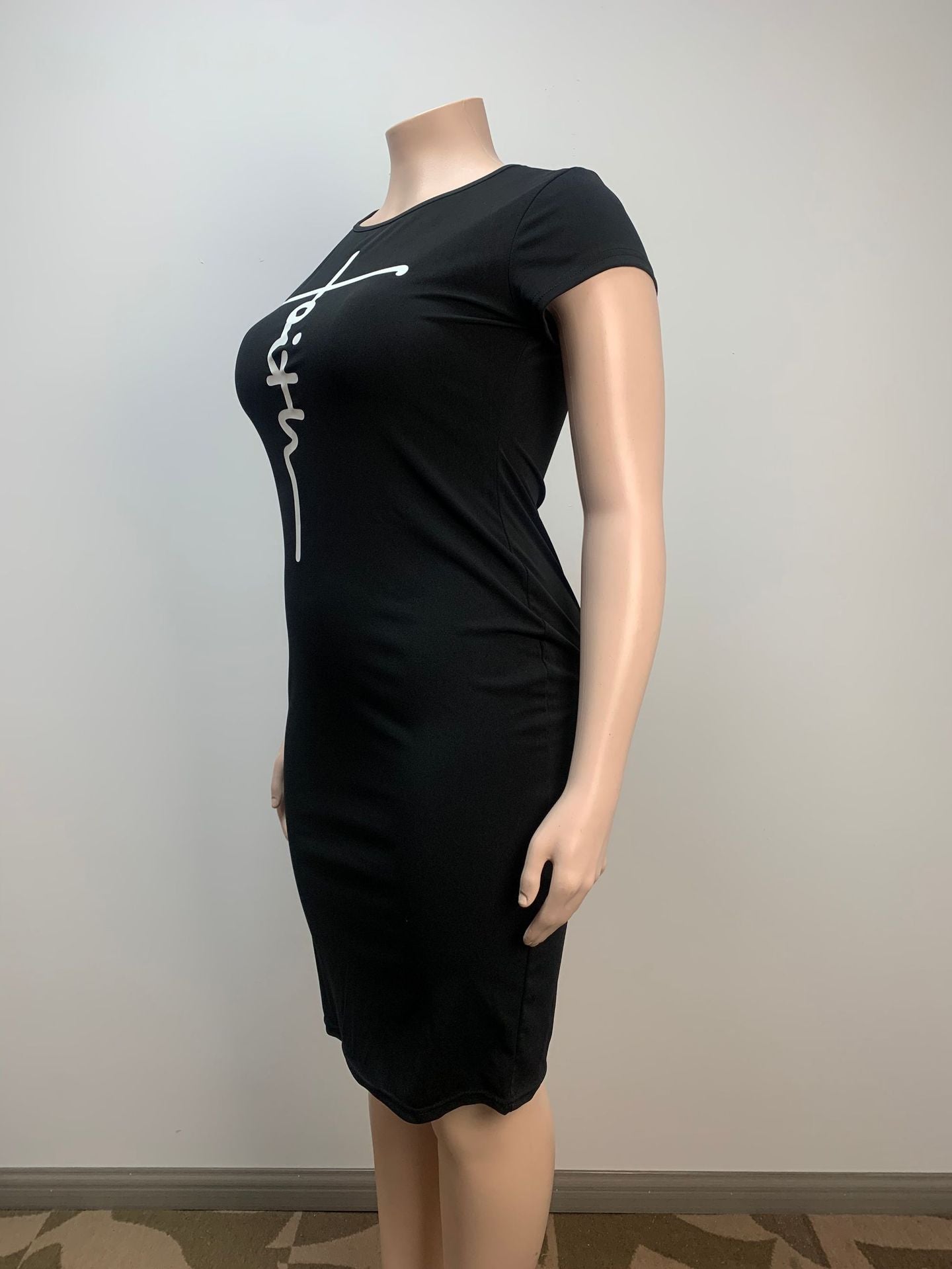 Women Sexy Round Neck Bodycon Print Dress 4