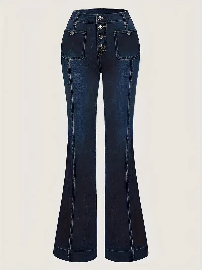 Women's Solid Color Multi-Pocket Stretch High Waist Slim Pants 4