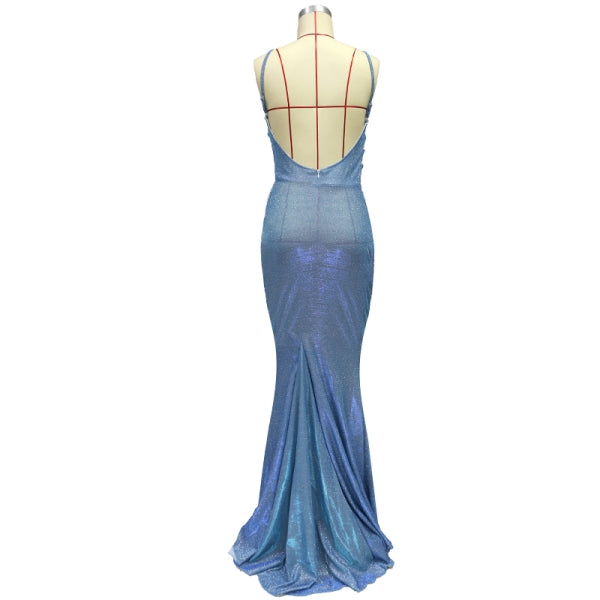 Women summer suspender long dress sleeveless elegant evening dress 7