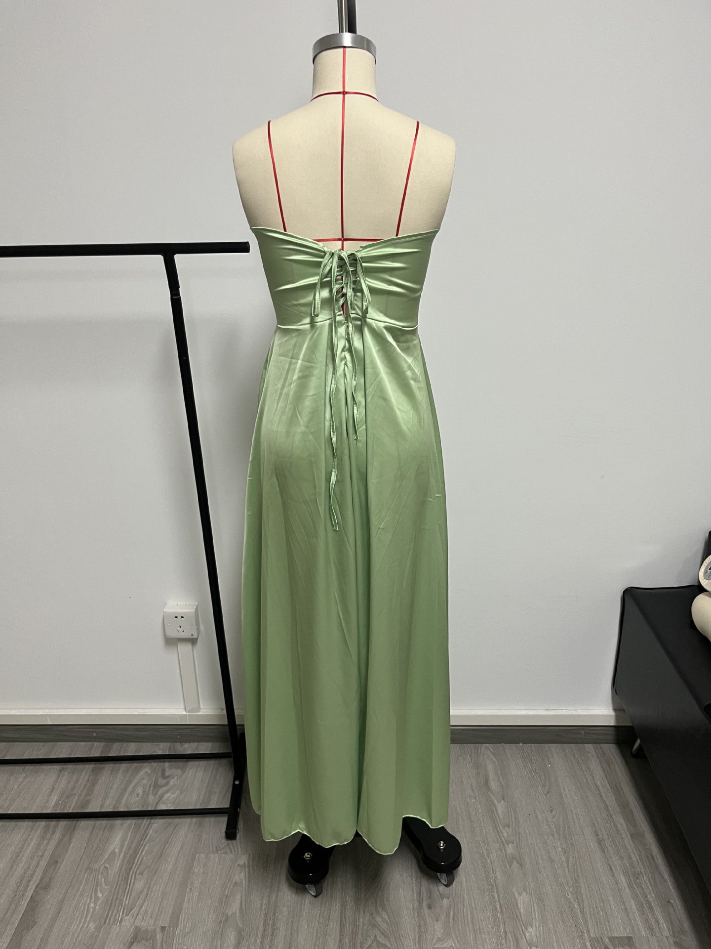 Women's Sexy Hollow-Out Strapless Slit Maxi Dress 4