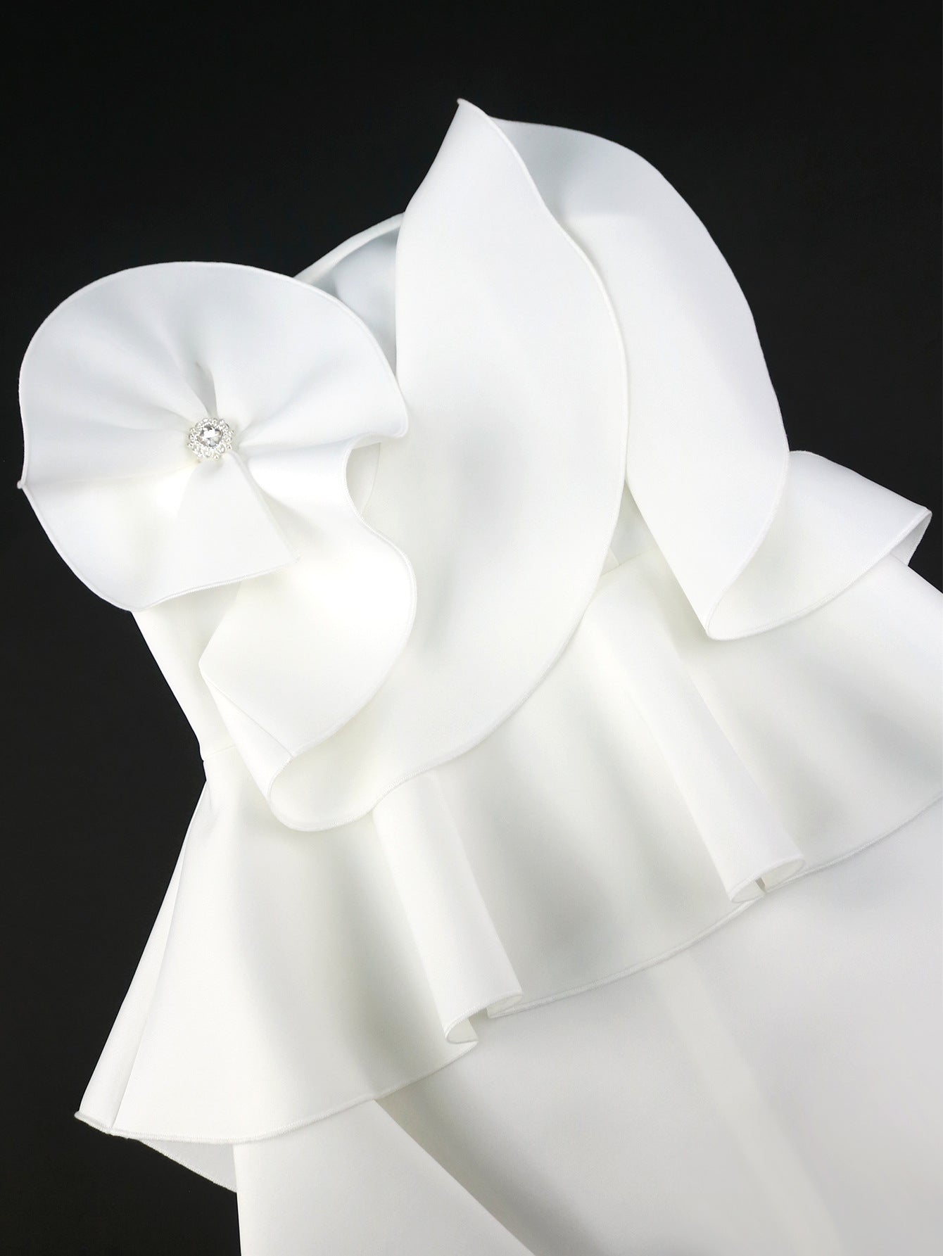 Women Sexy Strapless Lotus Leaf Lace Elegant Bodycon Dress 16