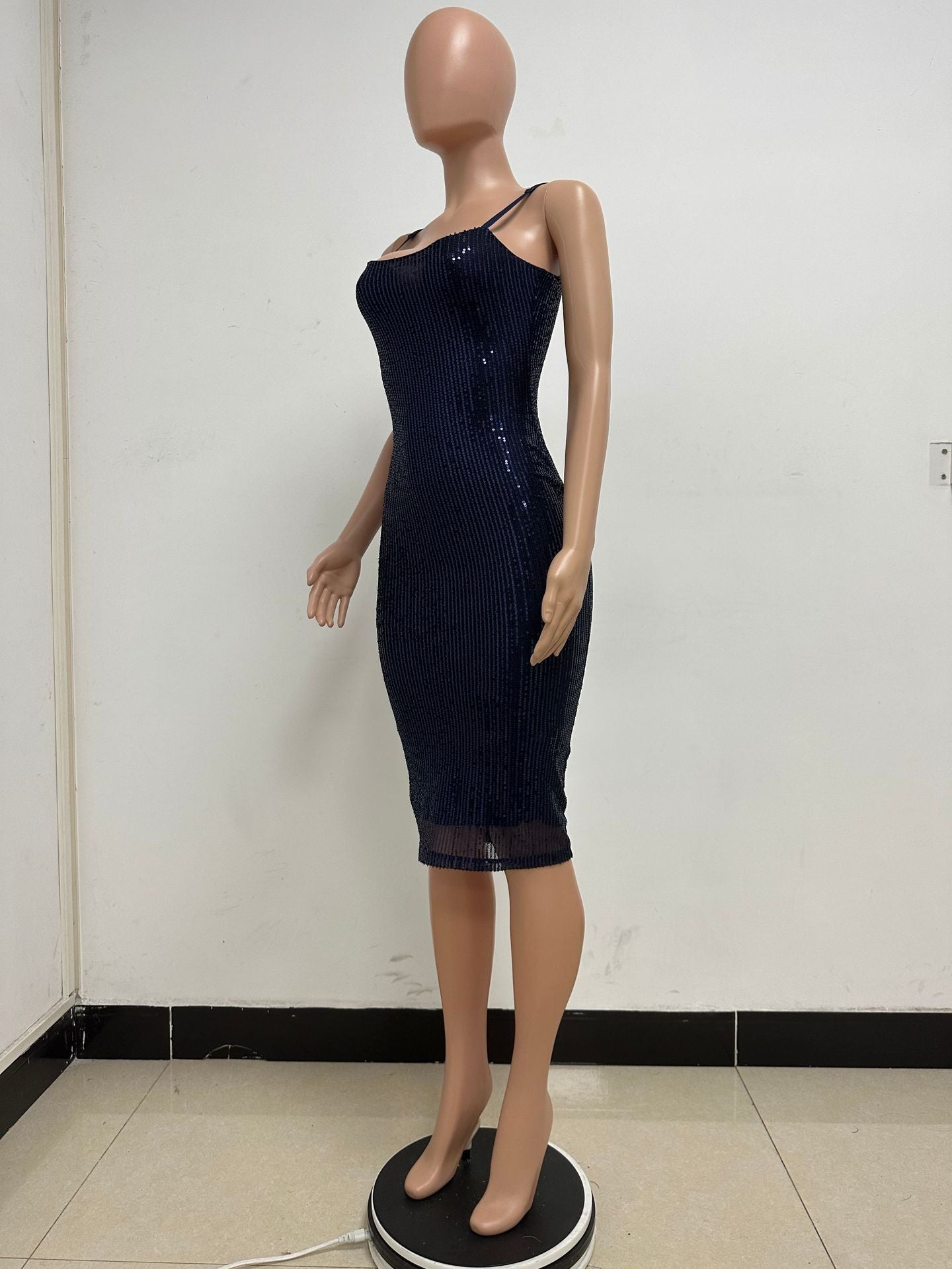 Summer Women's Sleeveless Low Back Straps Sequin Party Dress 52