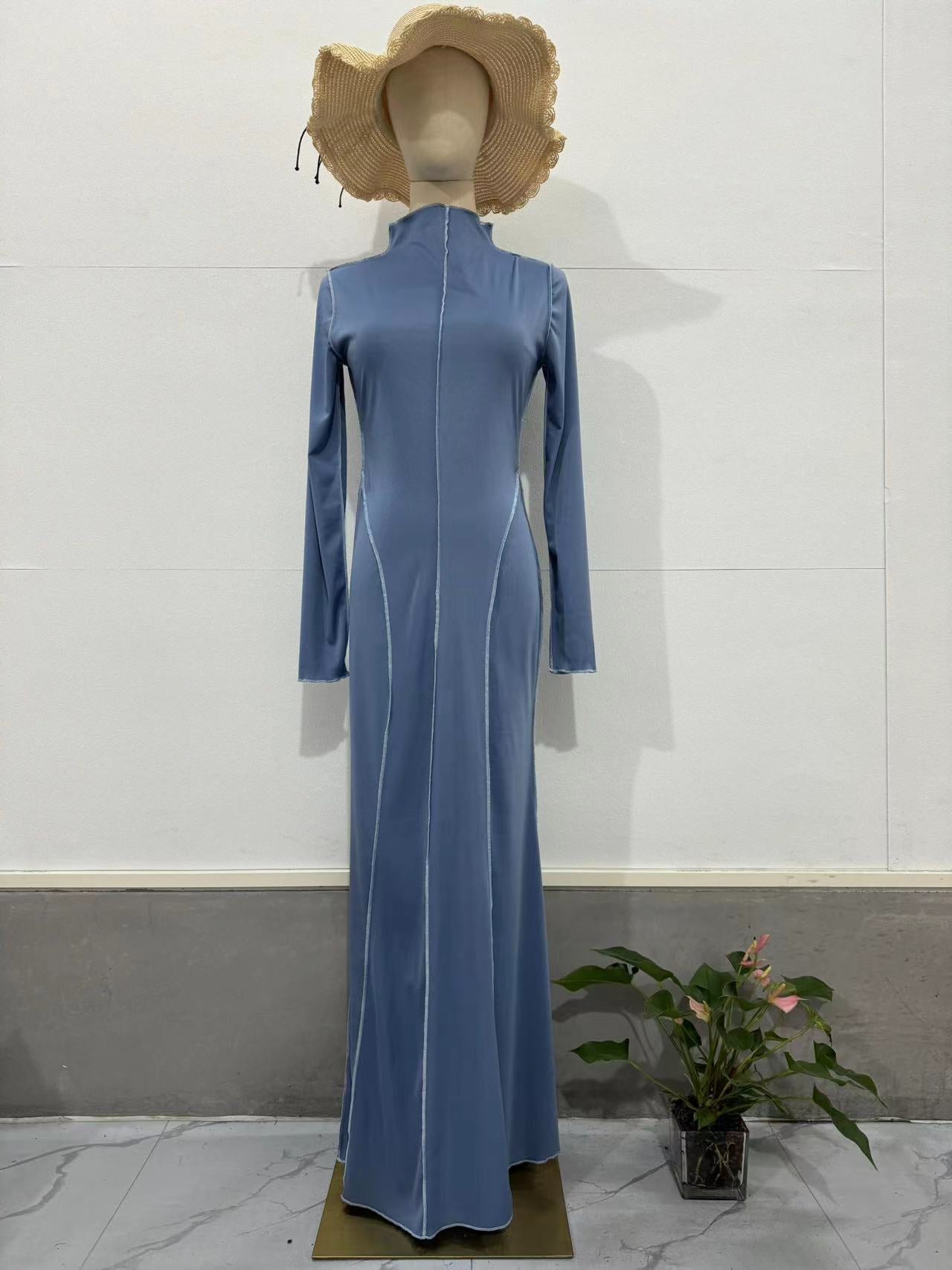 Spring Women's Slim Waist Slim Fit Bodycon Long Dress 8