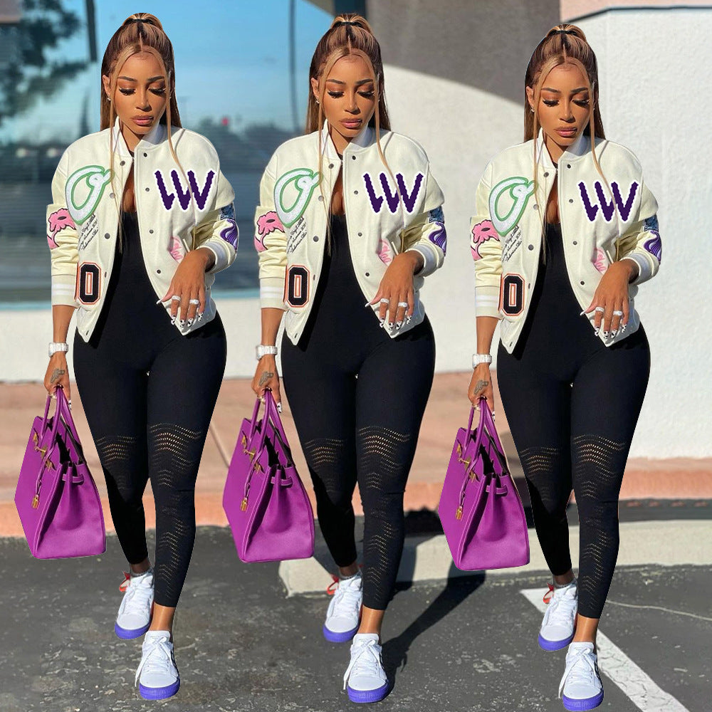 Women'S Printed Ribbed Casual Jacket 4