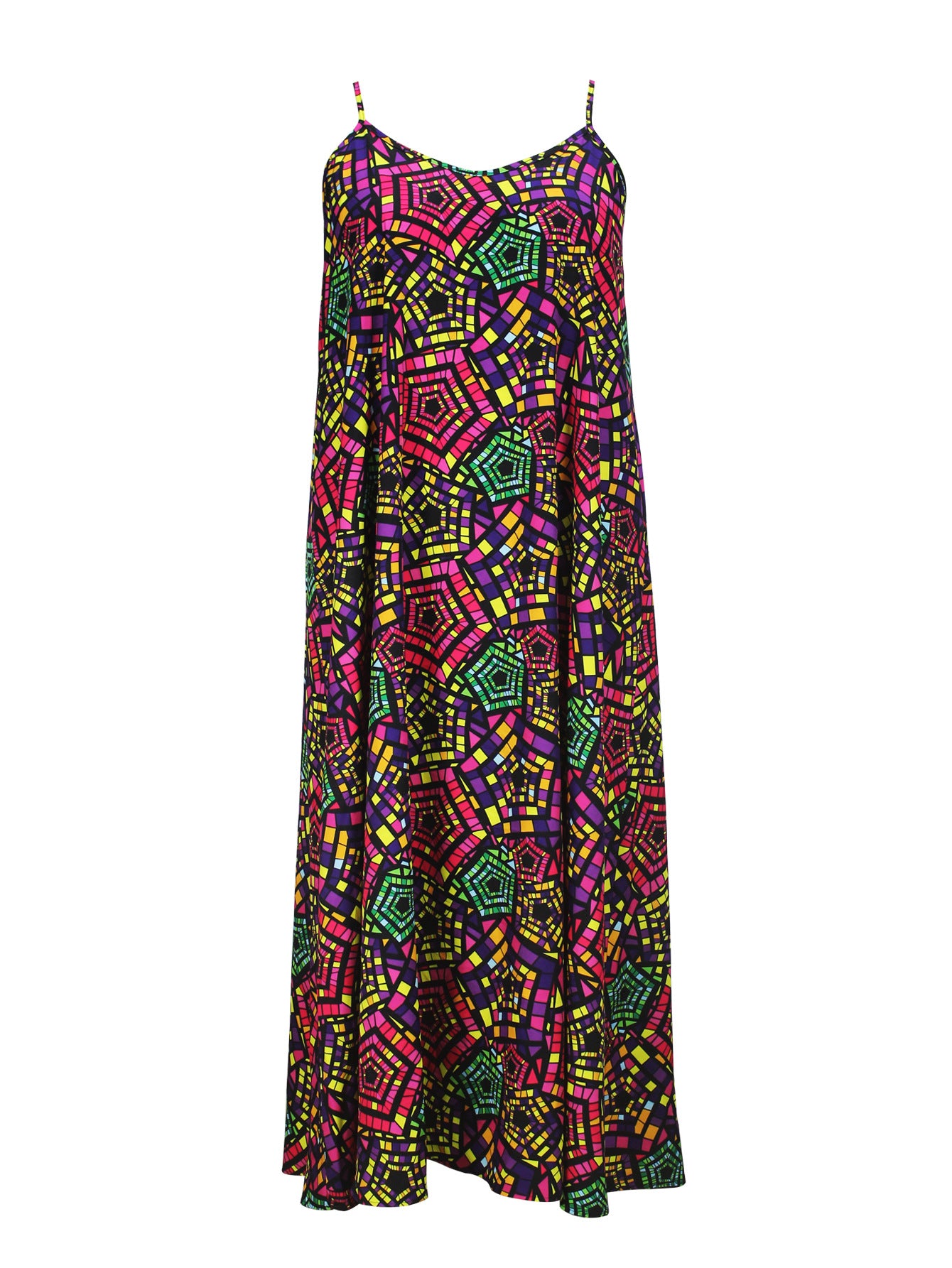 Plus Size Women Elegant Suspender Print Dress 6