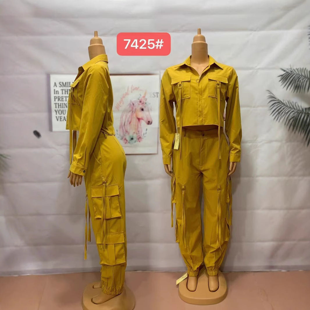 Plus Size Multi-Pocket Casual Cargo Pants Set 7