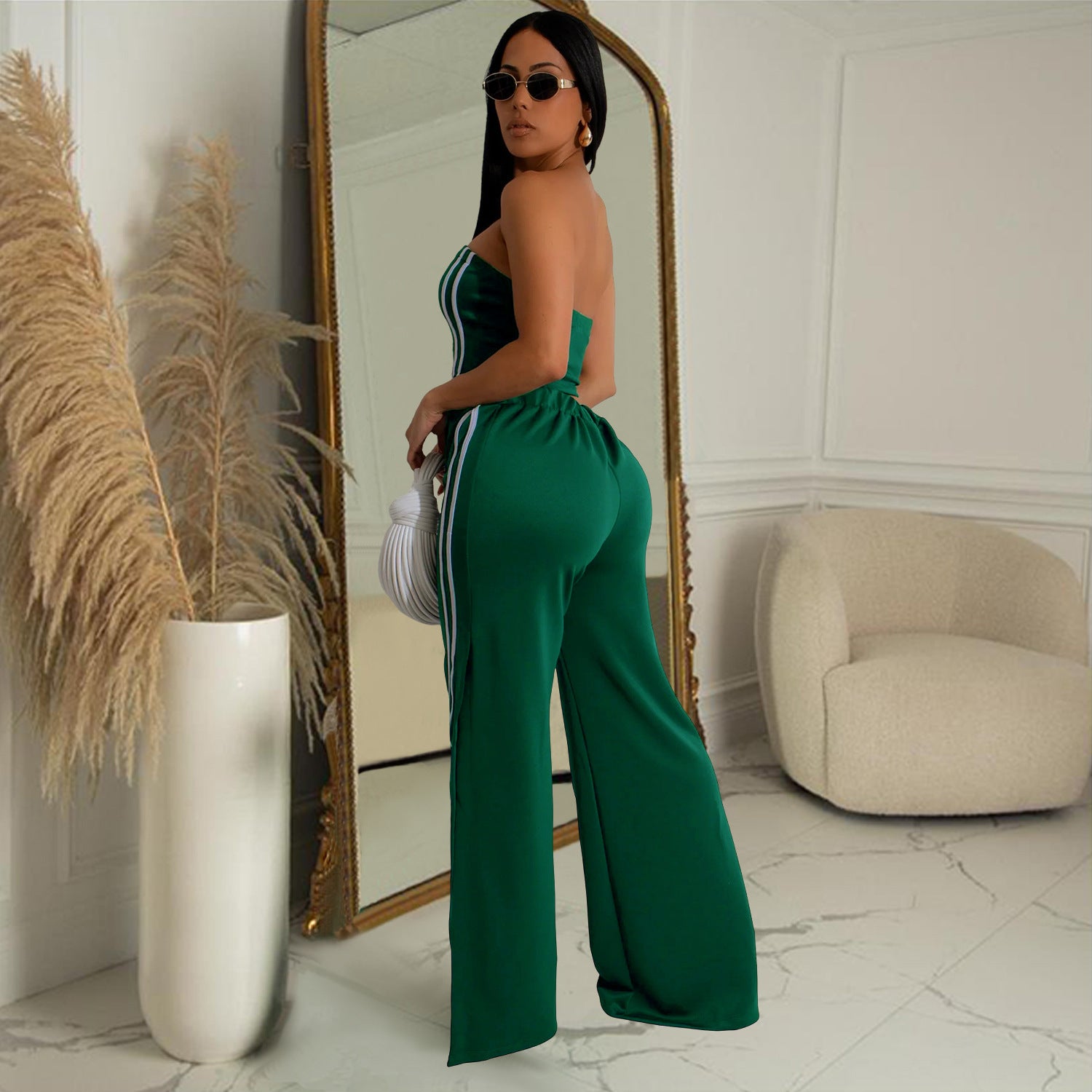 Women Summer Sexy Strapless Top and Two-Piece Pants Set 27