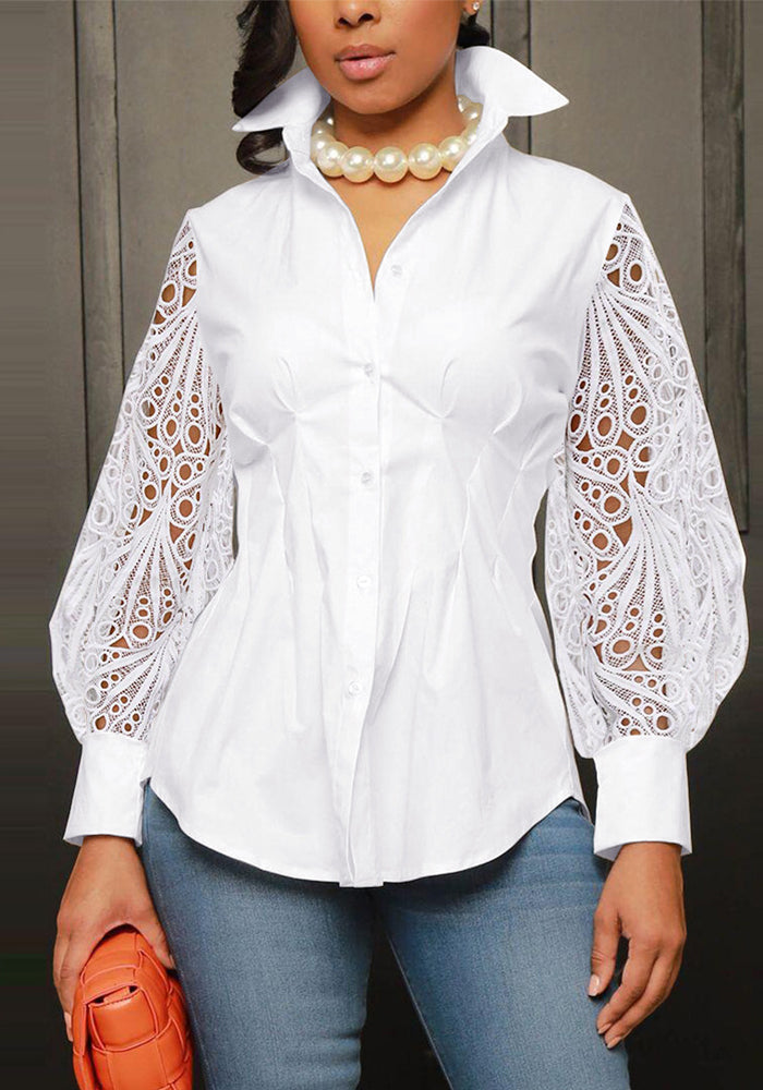 Lace Patchwork Long-Sleeved Shirt