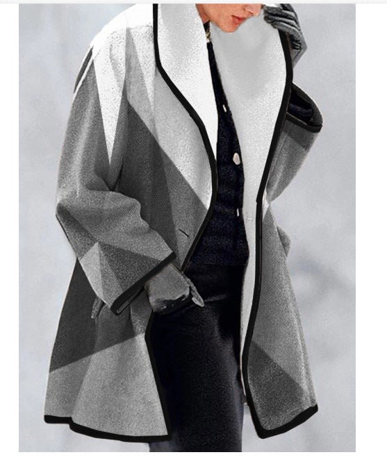 Plus Size Women Turndown Collar Loose Coat 4