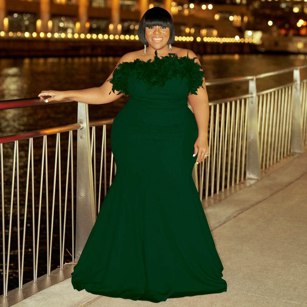 Plus Size Women Off Shoulder Strapless Dress 4