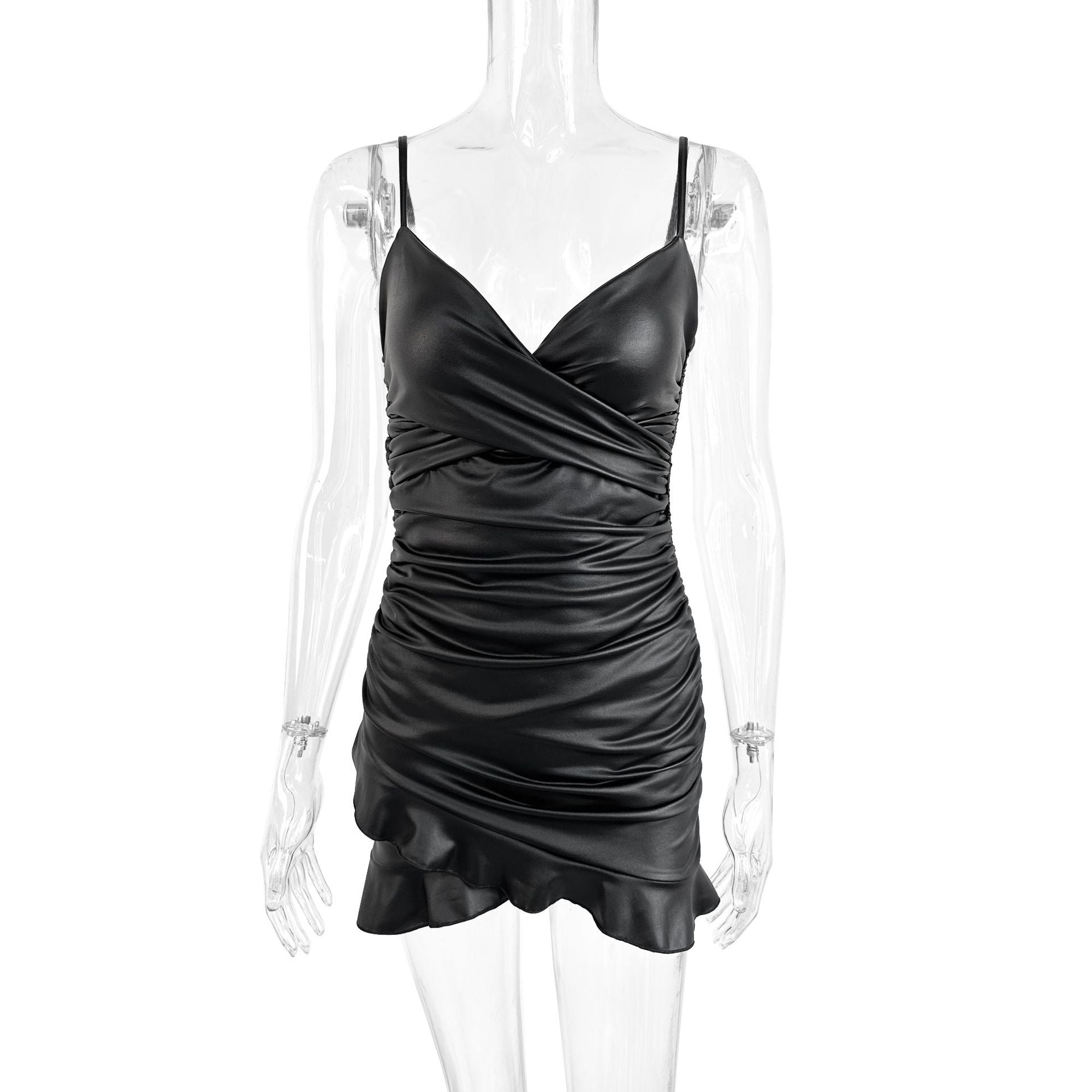 Women suspender v-neck sleeveless short sexy dress 6