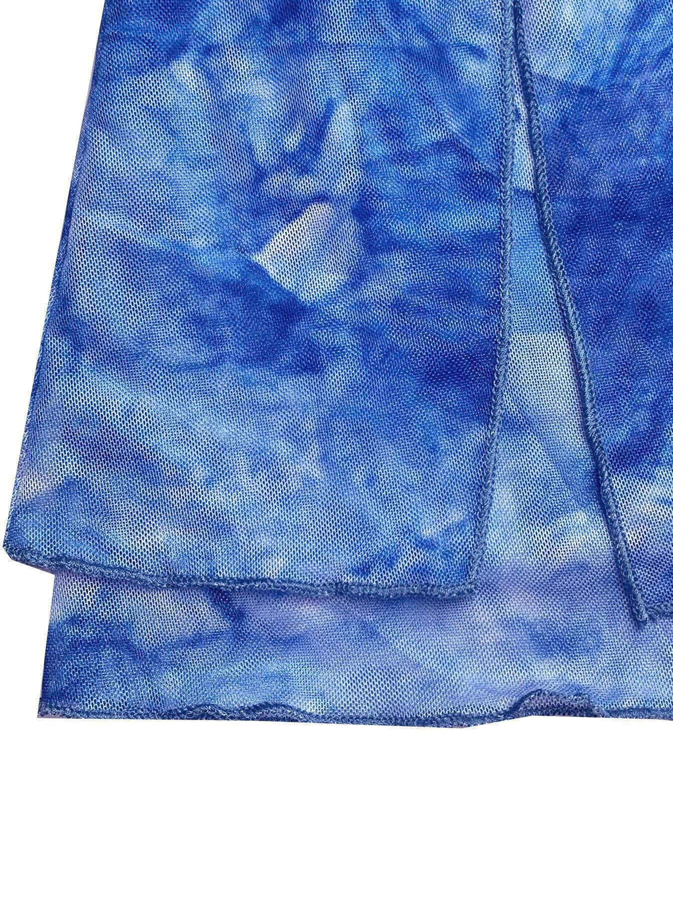 Women Two Mesh Sexy Camisole Top and Irregular Slit Skirt Two-Piece Set 24