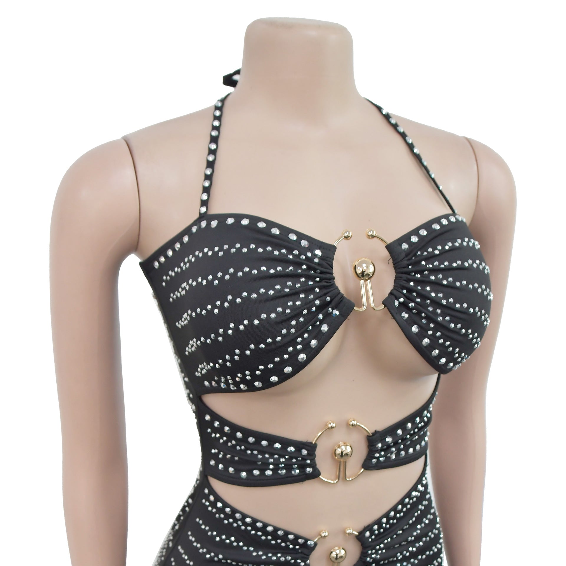 Women Beaded Suspender Short Skirt Dress 14