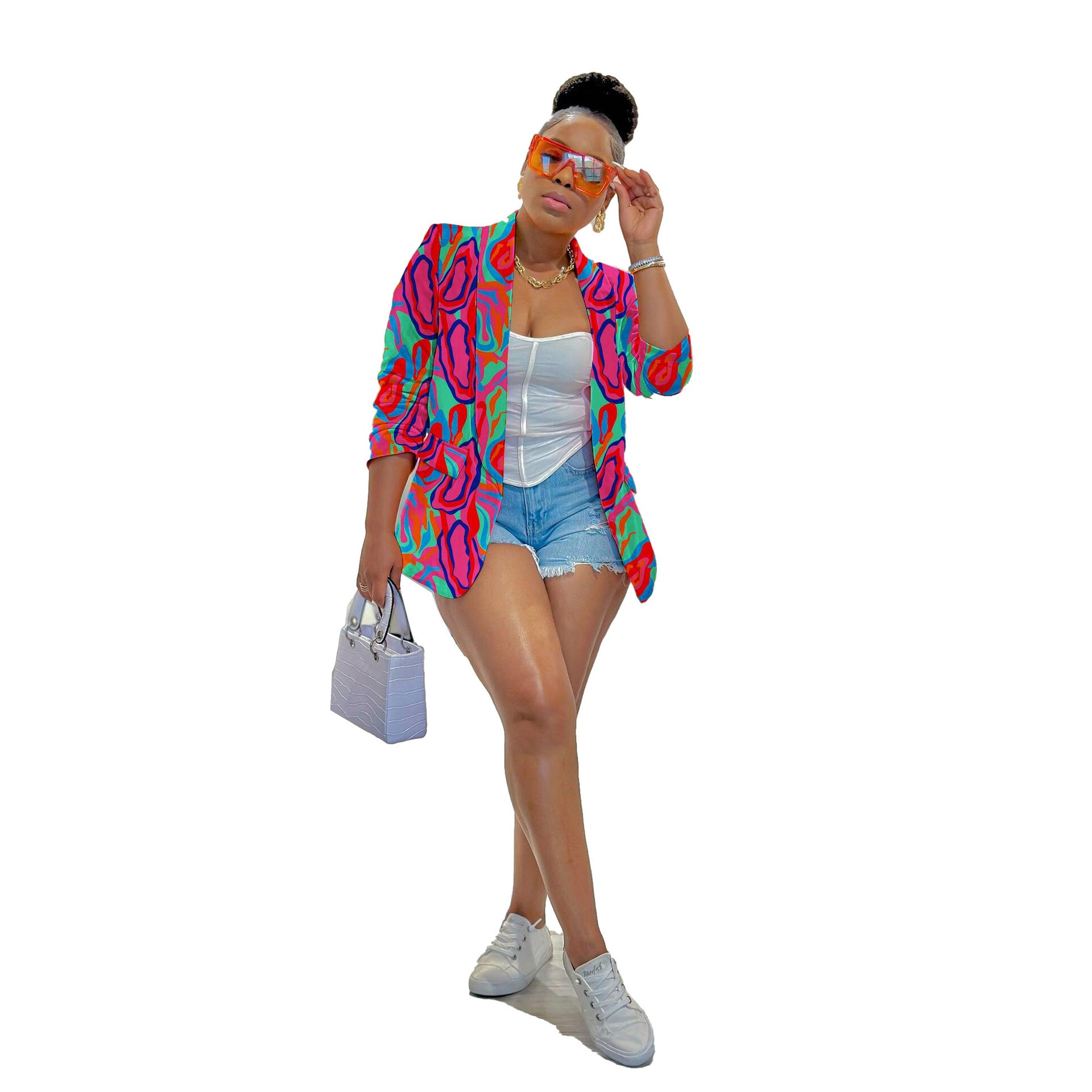 Casual Fashion Multi-Color Print Fashion Blazer Top 18