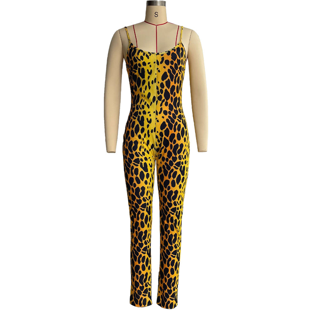 Women Casual Printed Jumpsuit and Coat Two-piece Set 20