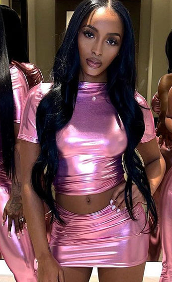 Women summer sexy Crop Top and Mini Skirt two-piece set 3