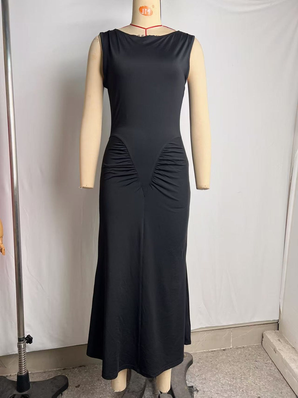 Women Summer Pleated Solid Short-Sleeve Dress 10