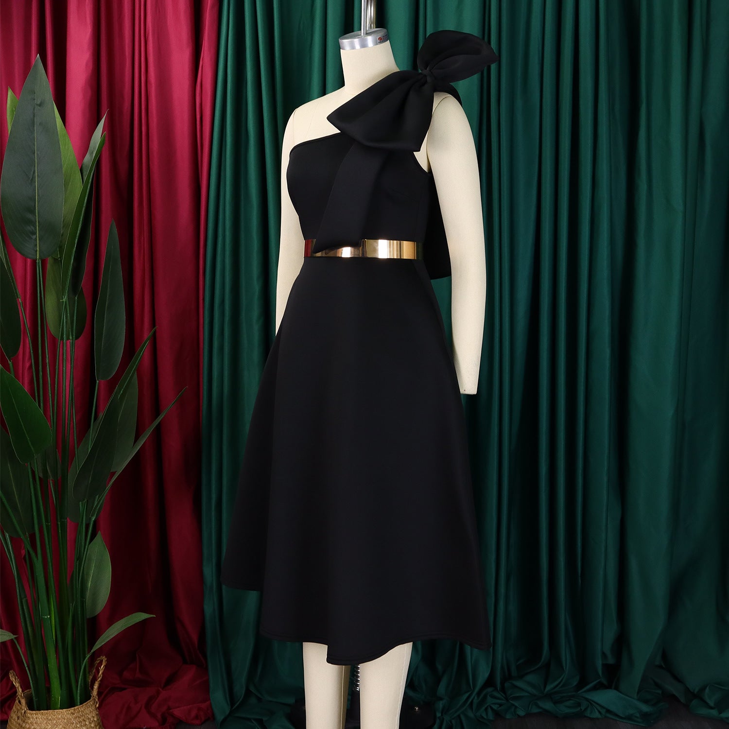 Fashion Women's Solid Color Sexy Formal Party African Dress 6