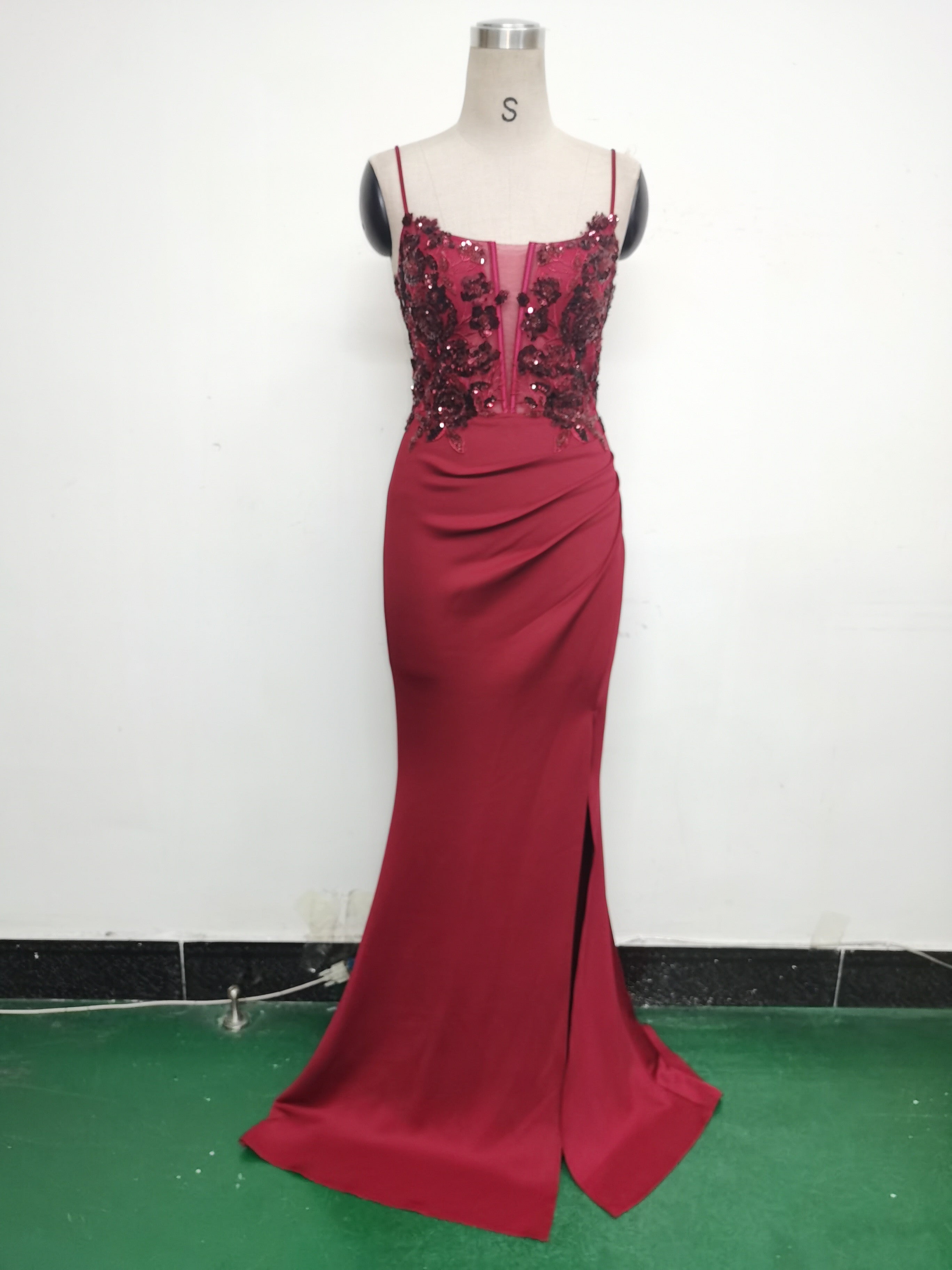 Women Fishbone Lace-Up Sequin Embroidery Formal Formal Party Evening Dress 37