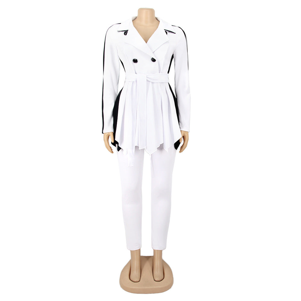 Women Color Block Long Sleeve Jacket and Pant Casual Two Piece Set 26