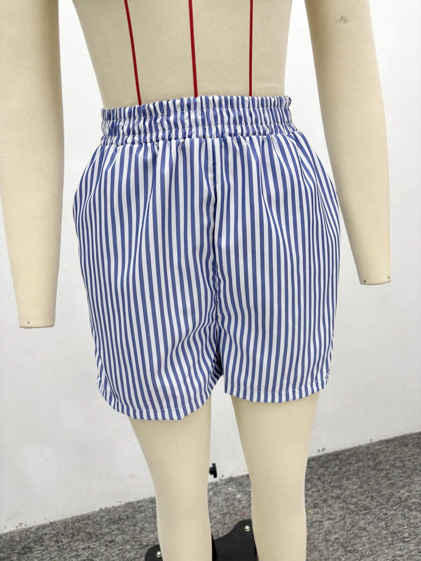 Women African Long-Sleeved Casual Striped Cardigan Shirt and Shorts Two-Piece Set 9