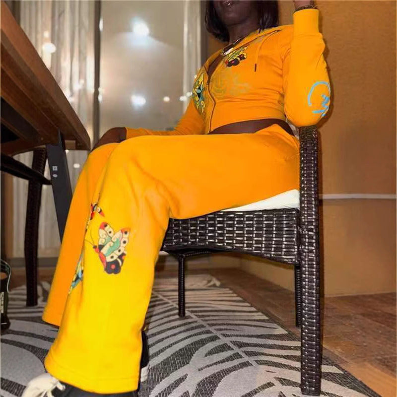 Women's Fashion Print Casual Two Piece Tracksuit Set 5