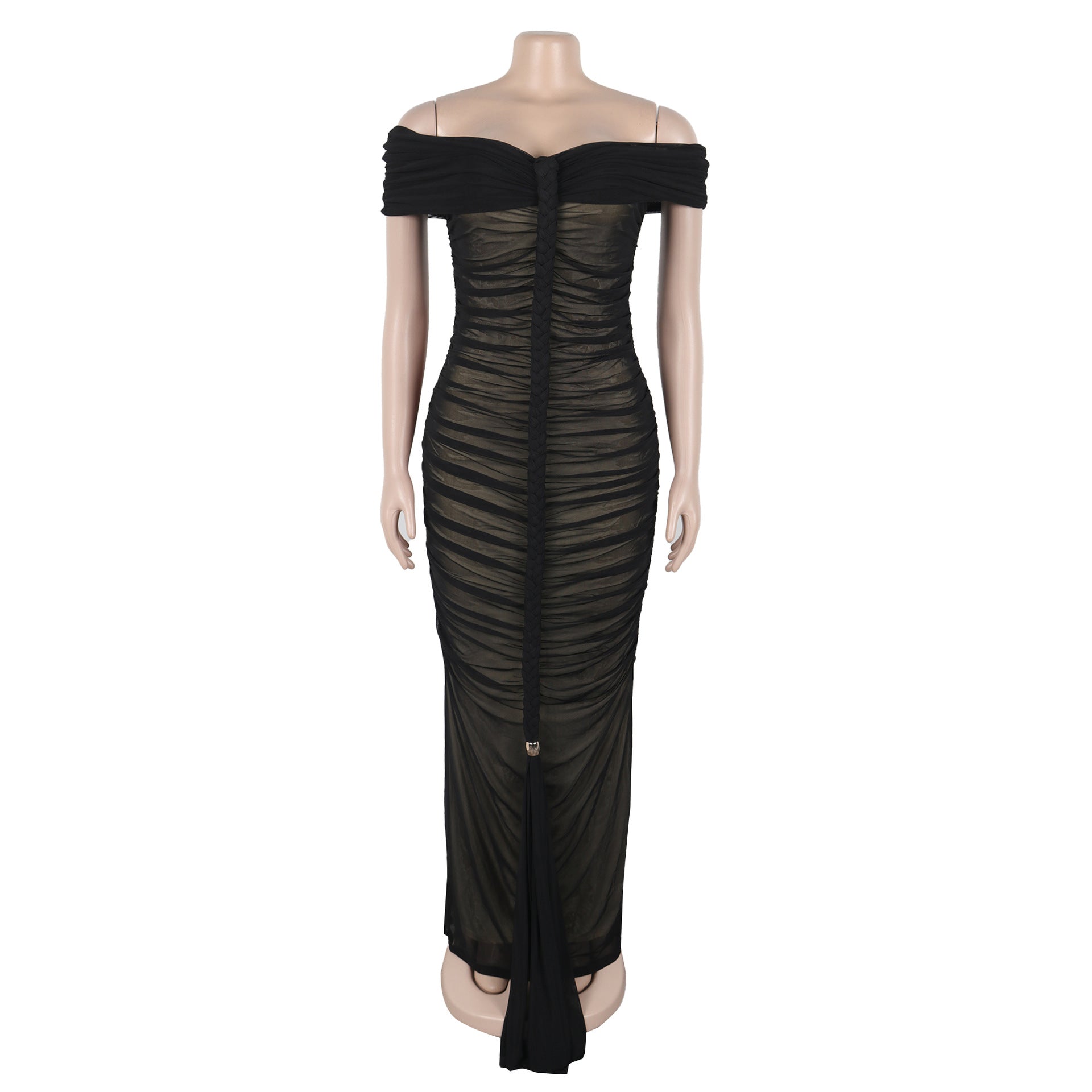 Women Sexy Pleated Mesh Dress 8