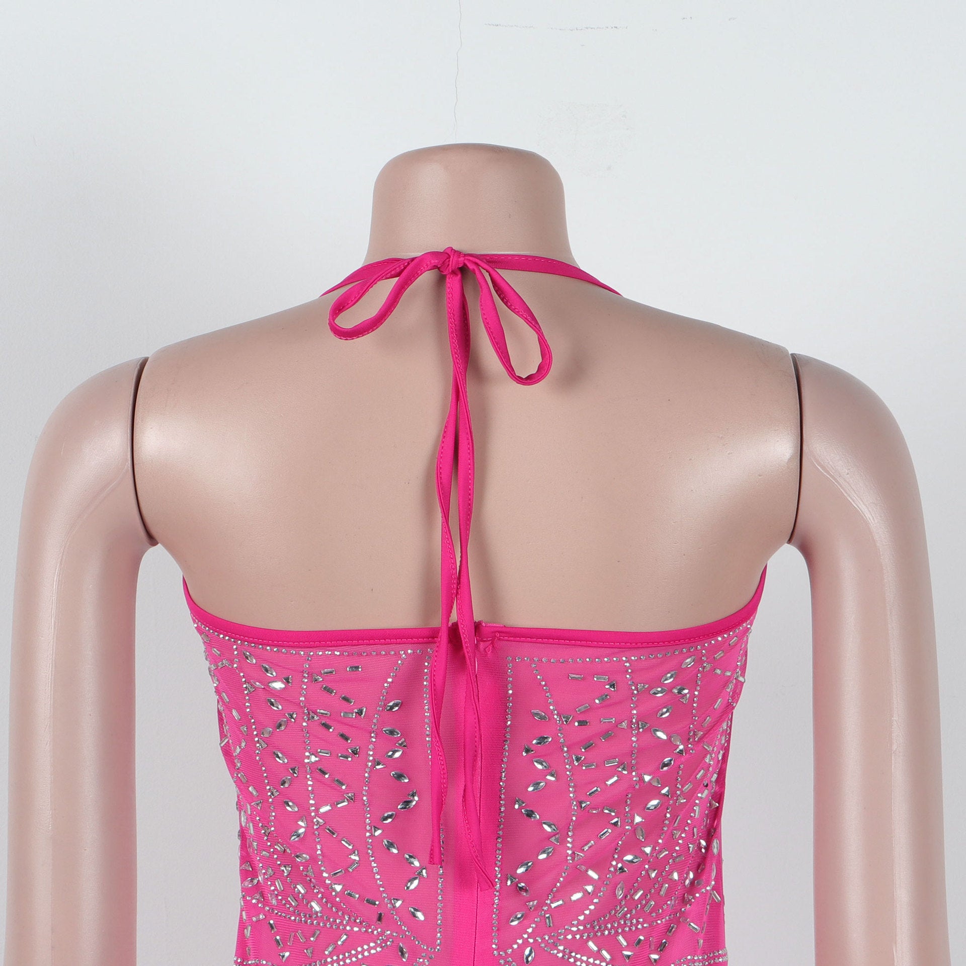 Women Sexy Beaded Tassel See-Through Bodycon Dress 24