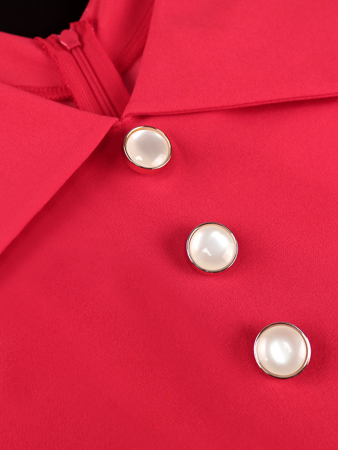 Spring Summer Chic Turndown Collar V-Neck Red Pleated Elegant Dress 6