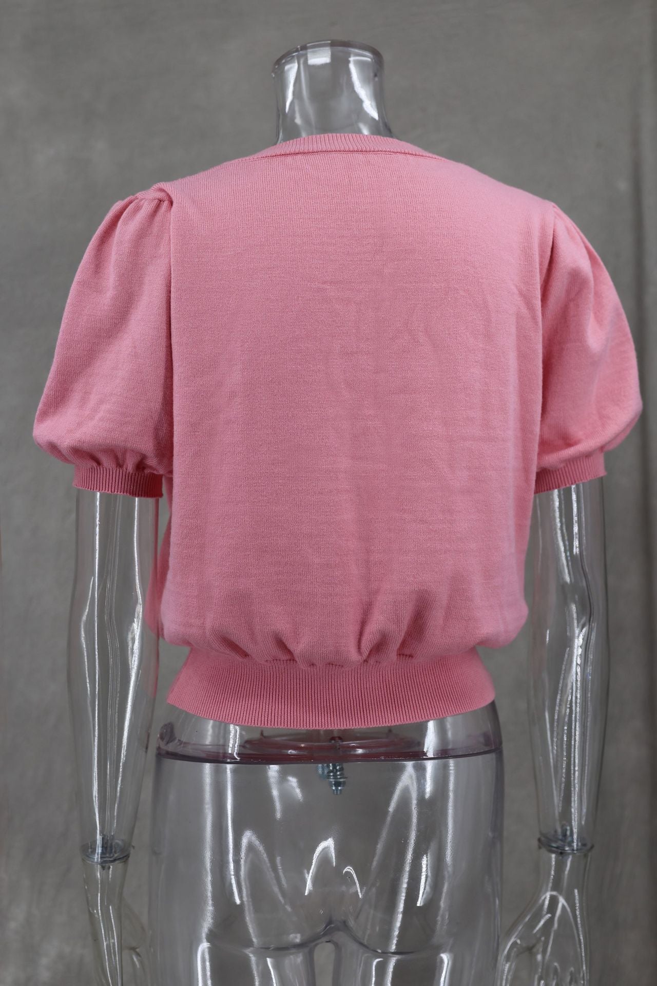 Women Spring V-neck Short Sleeve Bowknot Solid Sweater 9