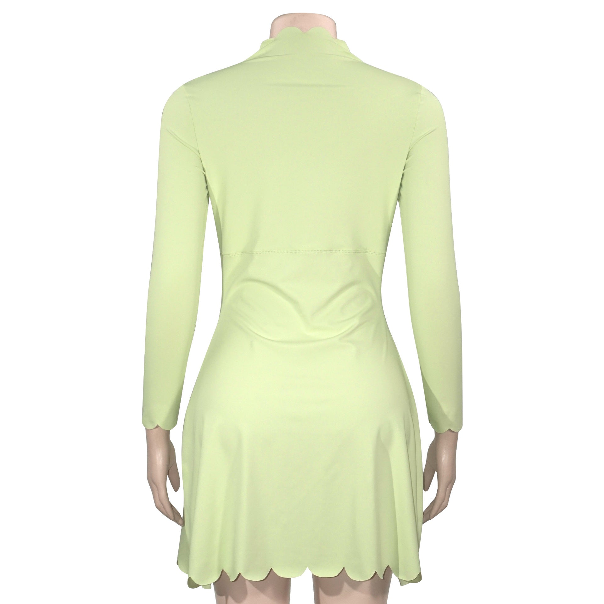 Spring women's square neck slim fit long sleeve solid short dress 12