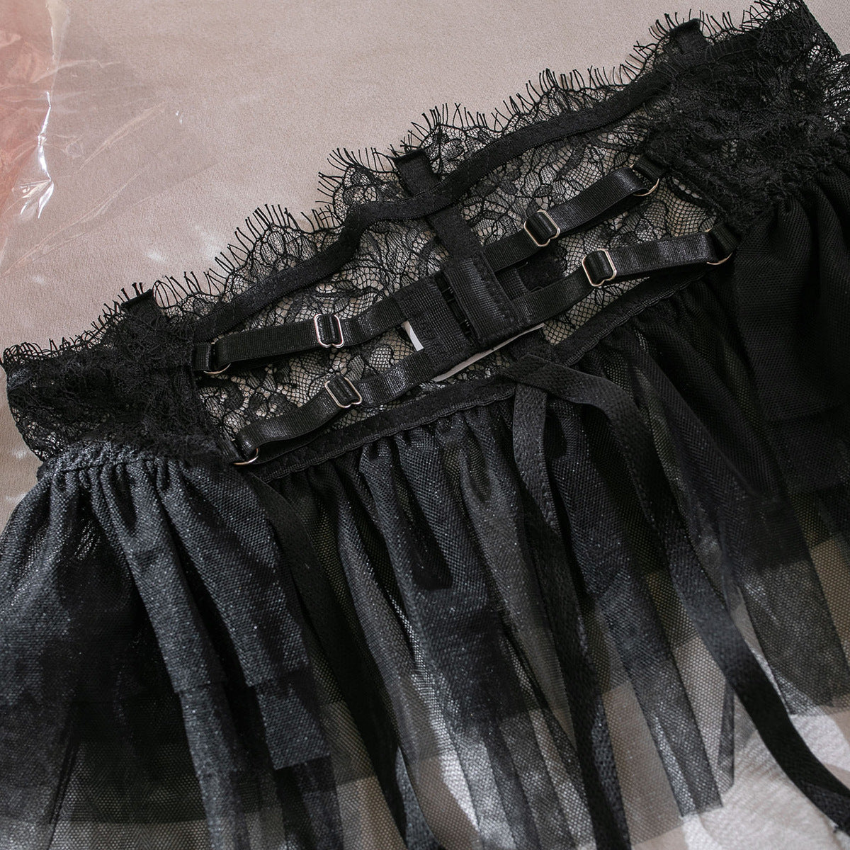 Women tutu see-through black tulle Sexy lingerie set 19