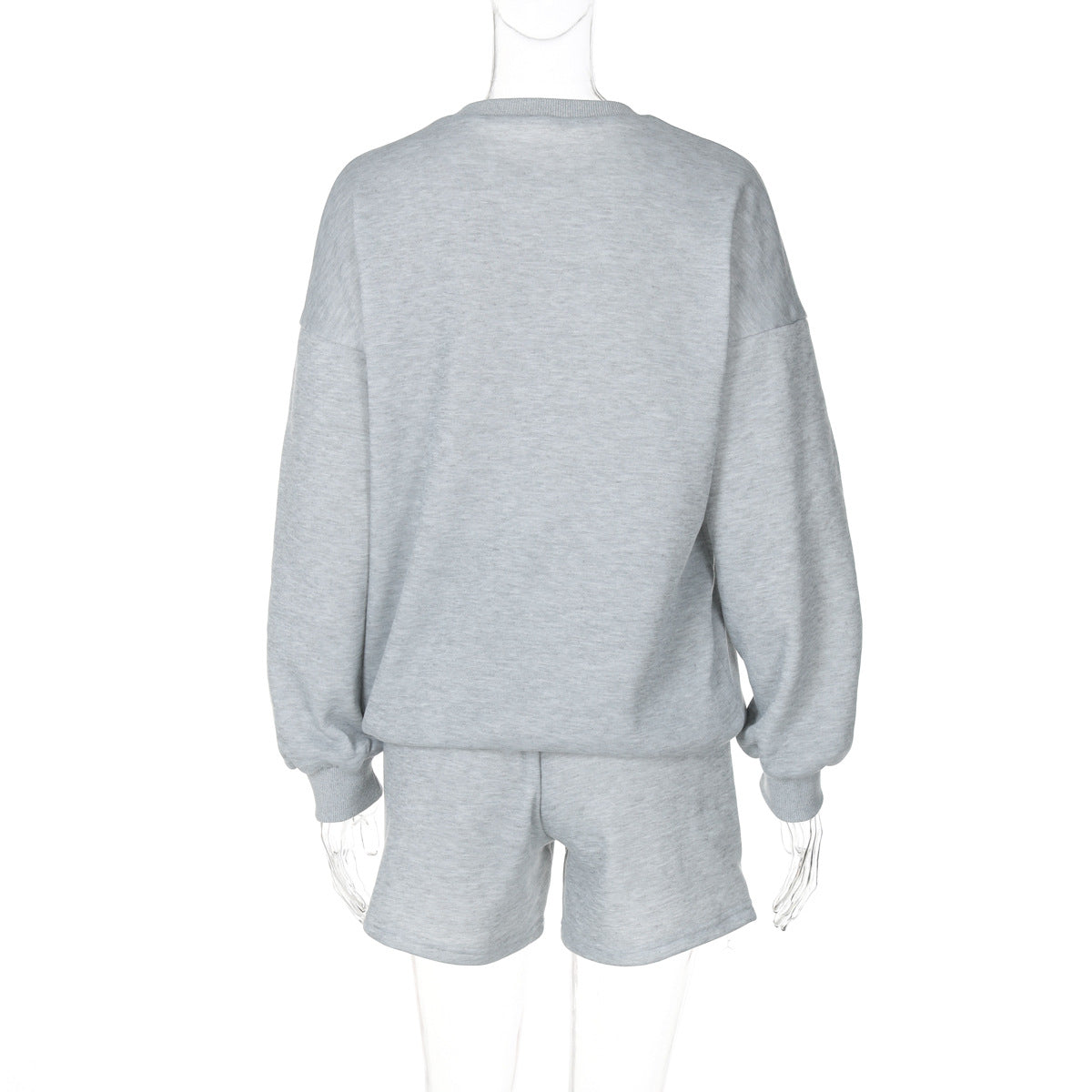 Letter Printed Autumn Winter Women's Long Sleeve Round Neck Top Shorts Fashion Casual Two Piece Set 8