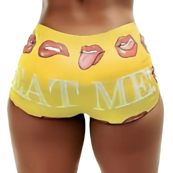 Summer Women's Tight Fitting Stretch Casual Print Shorts 15