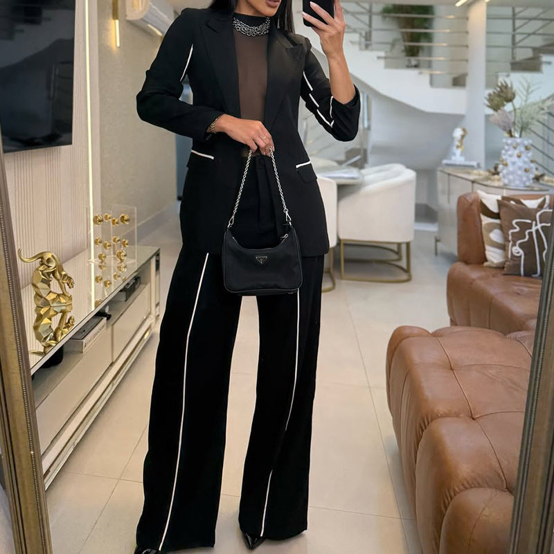 Women's Blazer Jacket Straight Leg Pants Fashion Casual Set 3