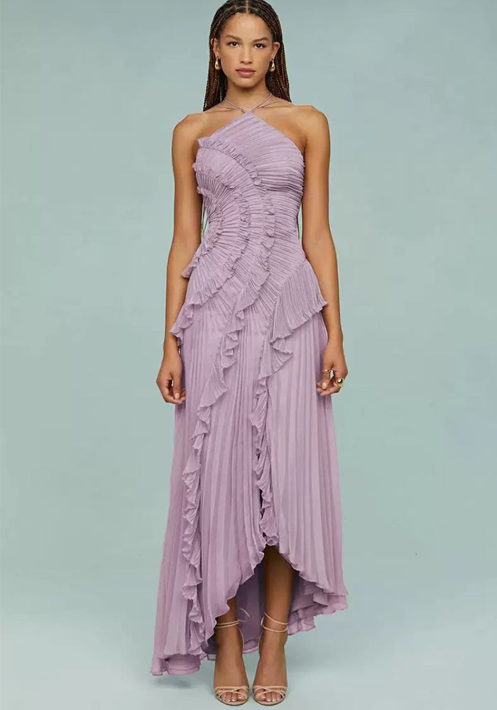 Women's Ruffled Pleated Luxury Chiffon Dress