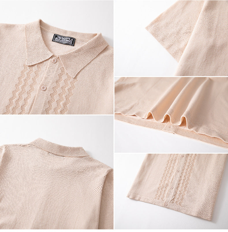 Men's Summer Short Sleeve Knitting Polo Top 16