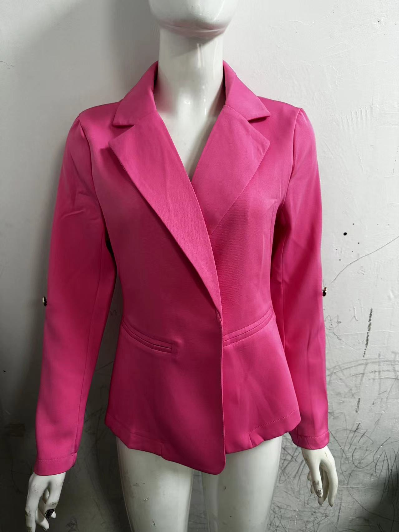 Women Fall/Winter Long Sleeve Solid Blazer 14