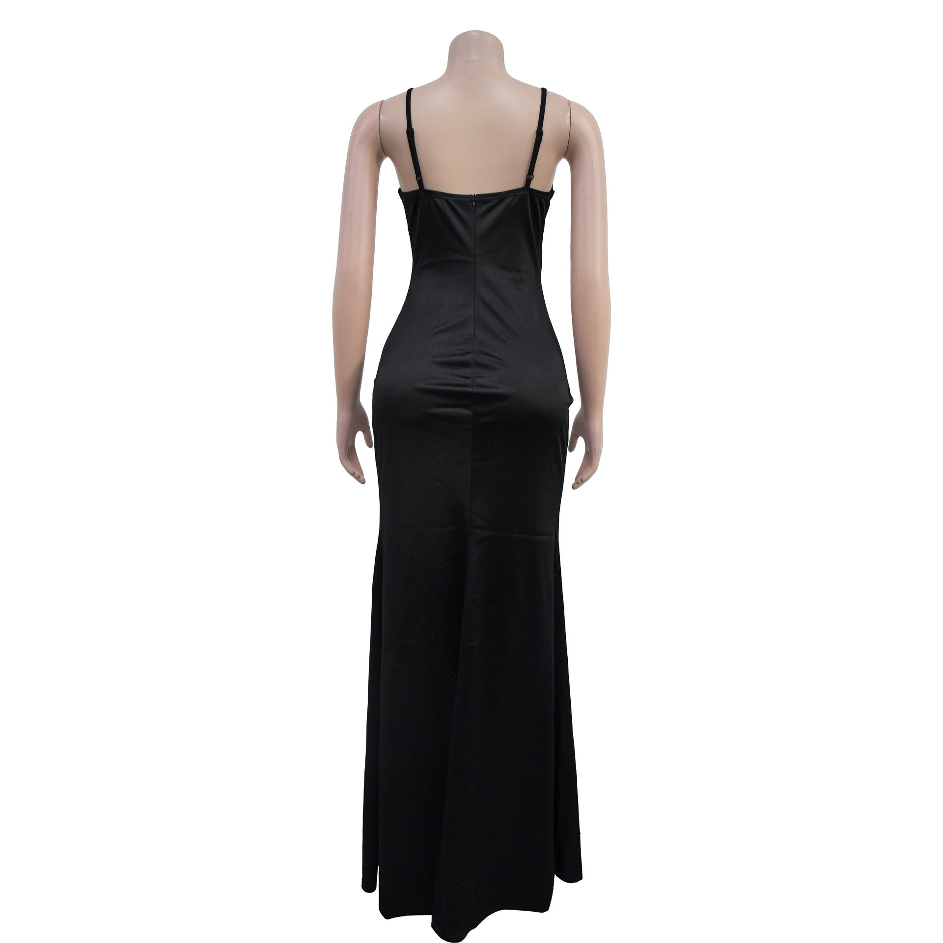 Fashion Women's Strap Slim Solid Color Long Evening Dress（customized,MOQ 6pcs/size/color,process time 7-10 days） 6