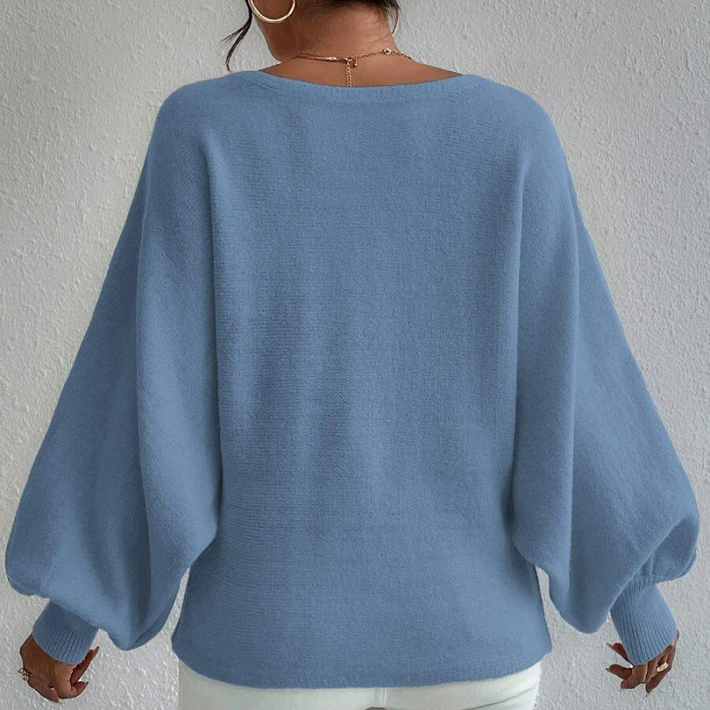 Lantern Sleeve Loose Pullover Knitting Sweater For Women 6