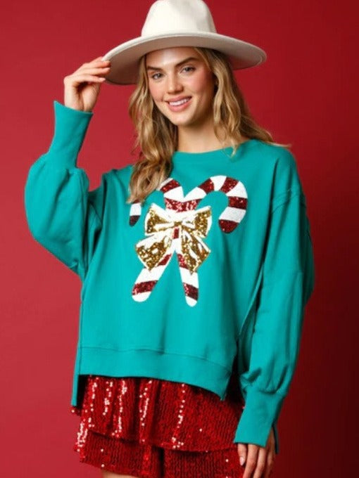 Autumn And Winter Women's Christmas Sequined Long Sleeve Pullover T-Shirt 9