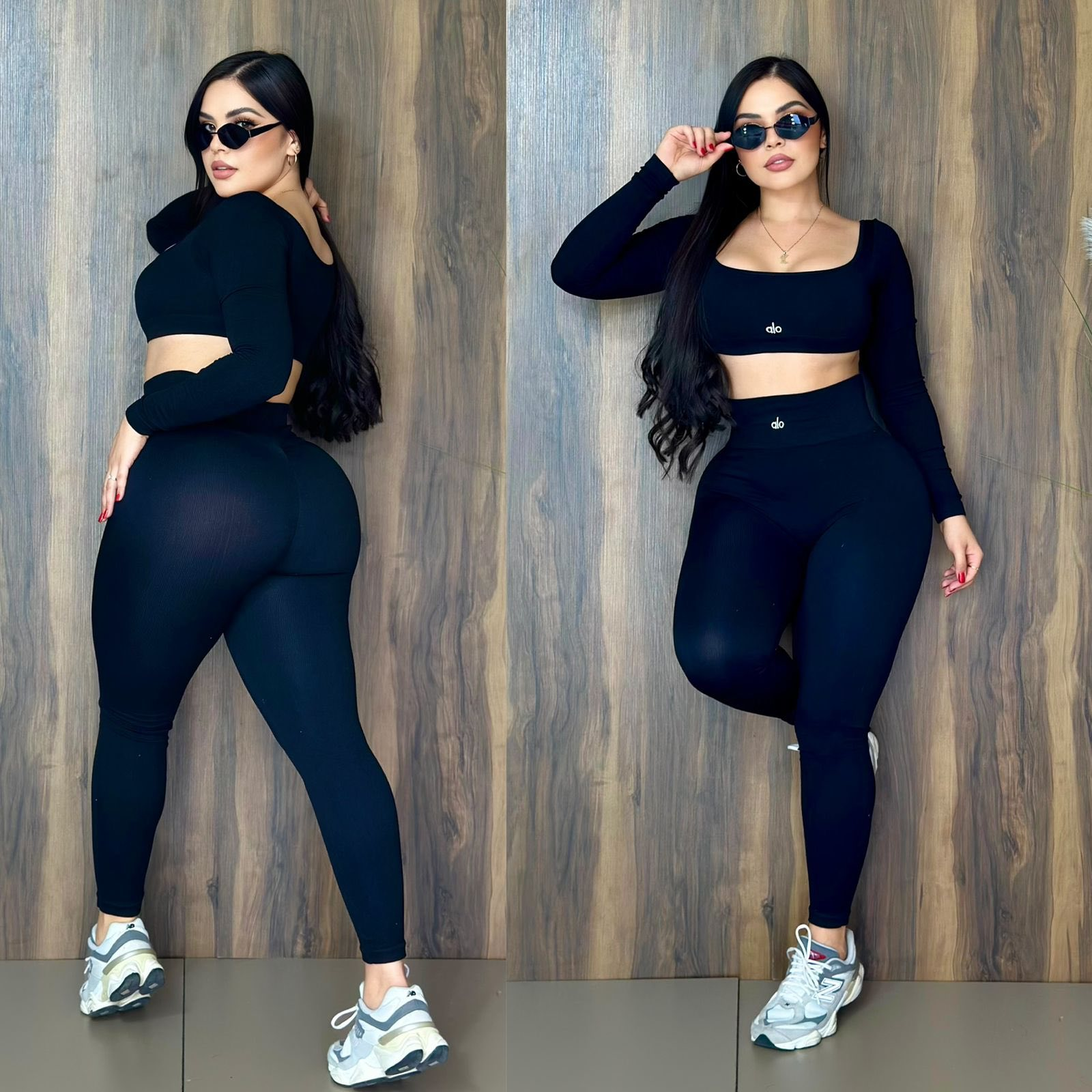 Women's Autumn Fashion Letter High Waist Solid Color Sport Yoga Pants Set