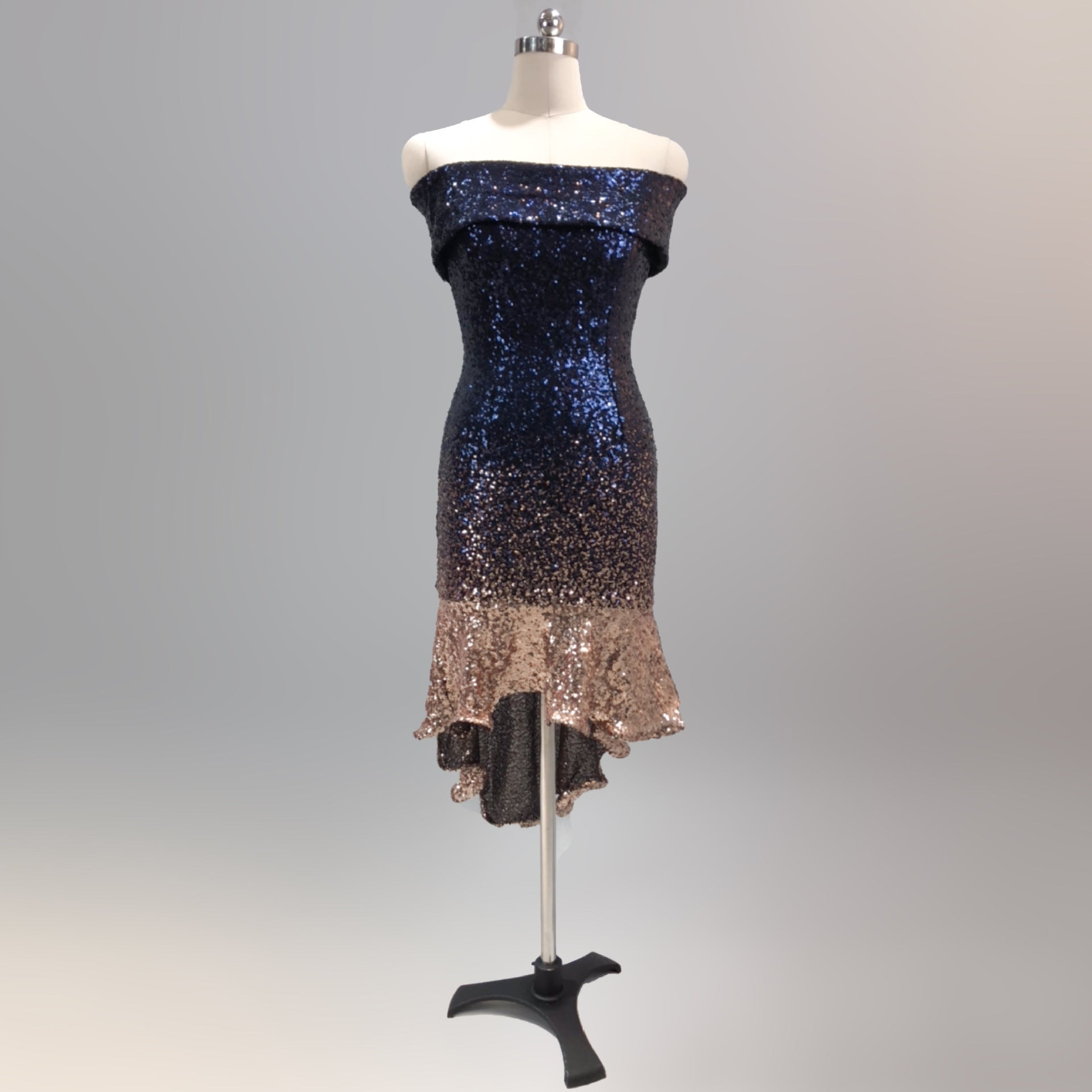 Wrapped See-Through L Gradient Sequins Bodycon Sexy Dress Wedding Formal Party Dress 23