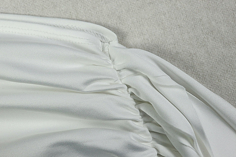 Women patchwork backless solid bodycon lace-up asymmetrical pleated dress 13