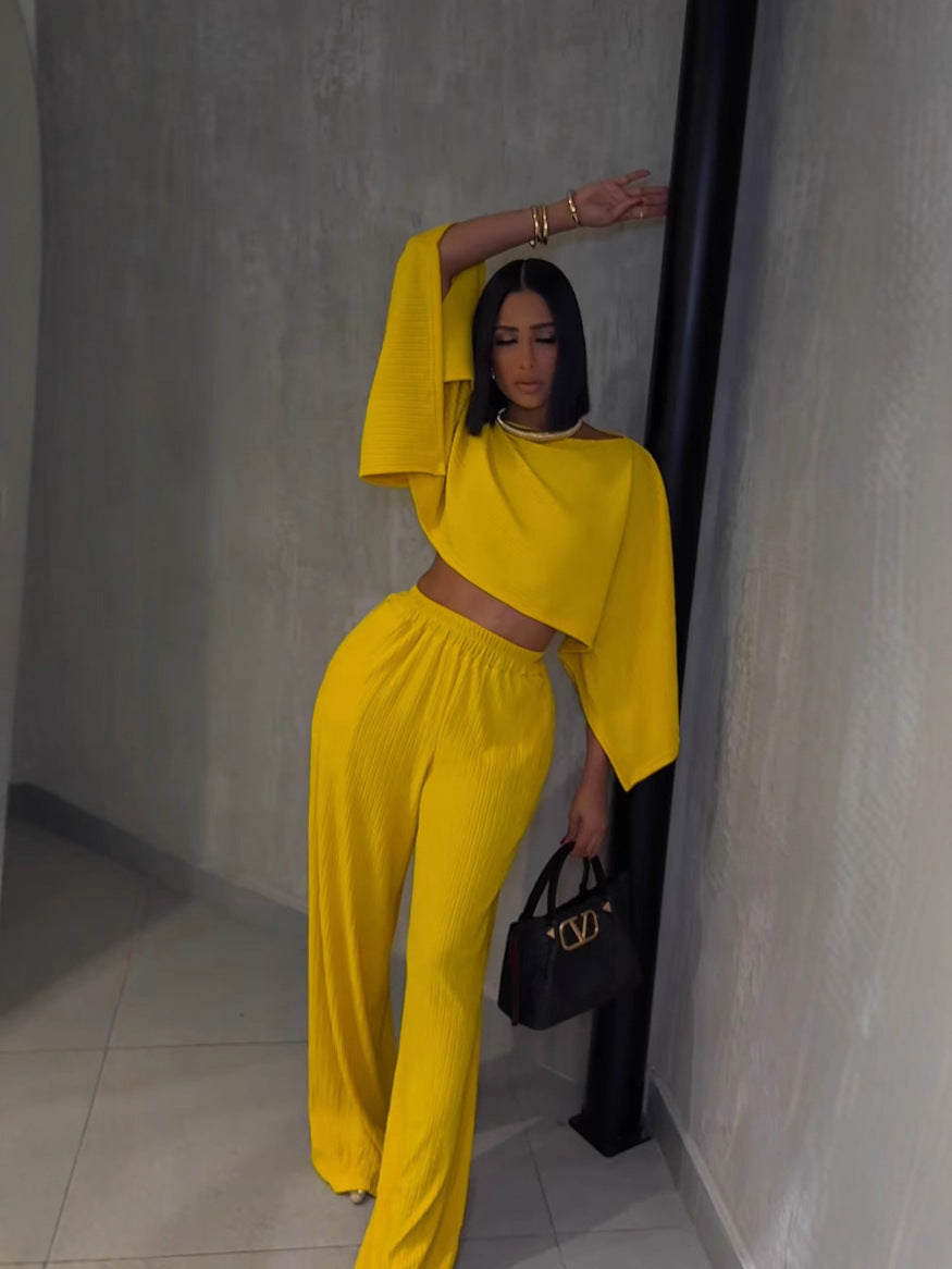 Fashion Women's Autumn/Winter Casual Long-Sleeve Wide-Leg Pants Set 5