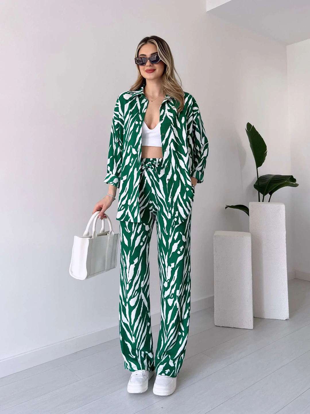 Women long-sleeved Top and long pants two-piece set 3