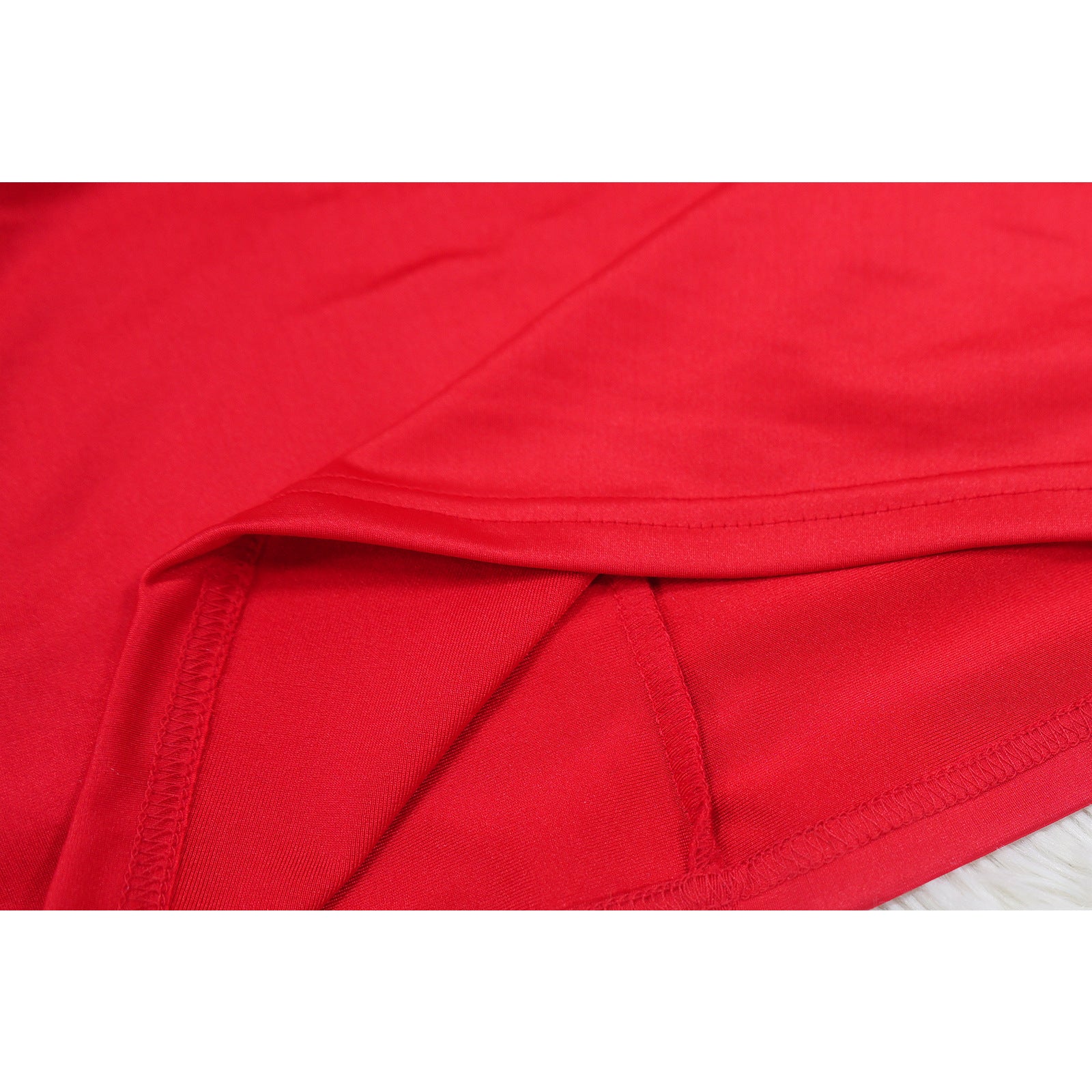 Fashionable Women's V-Neck Short-Sleeved Chic Slim-Fitting Back Slit Dress 19