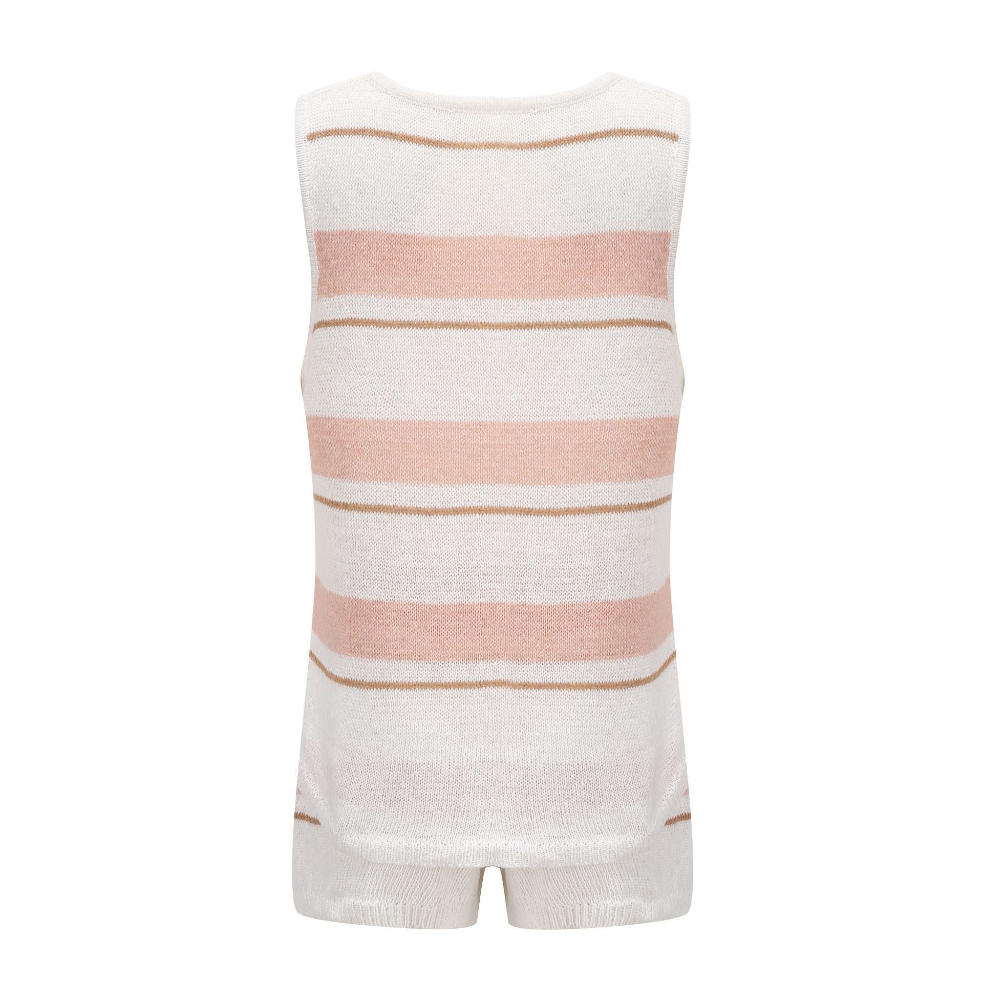 Summer fashion casual deep V-neck knitting vest and shorts two-piece set 35