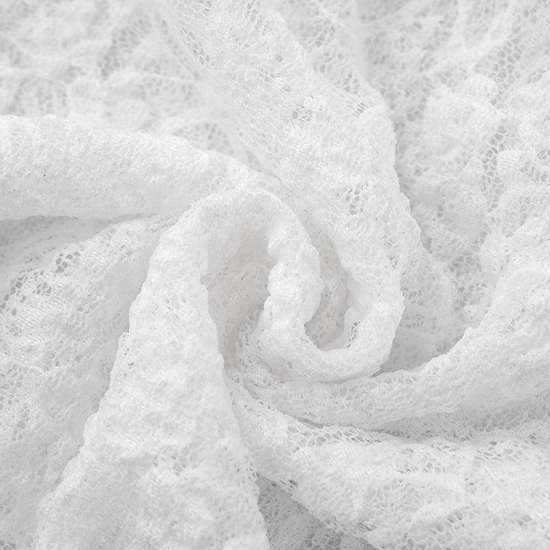 Women's spring and summer lace hood Halter Neck deep pile collar  Low Back Patchwork Dress and pants set 32